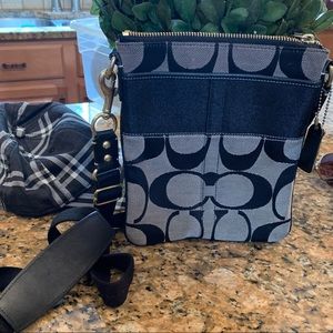 Authentic Coach cross body bag .Black& Gold